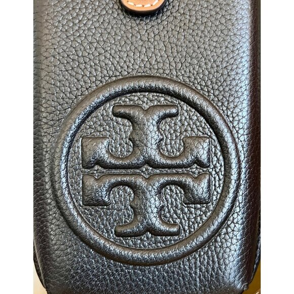 Tory Burch Perry Bombe Leather Phone Crossbody Bag Black/Brown OS - Picture 7 of 7